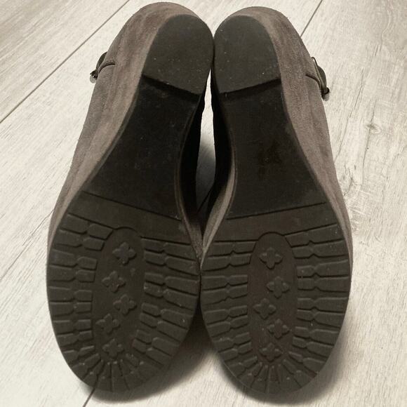 Allsaints Boots Taupe Suede Ankle booties Sz 38 or 7.5 Great cond 3.5” Heel $325 - Picture 8 of 16